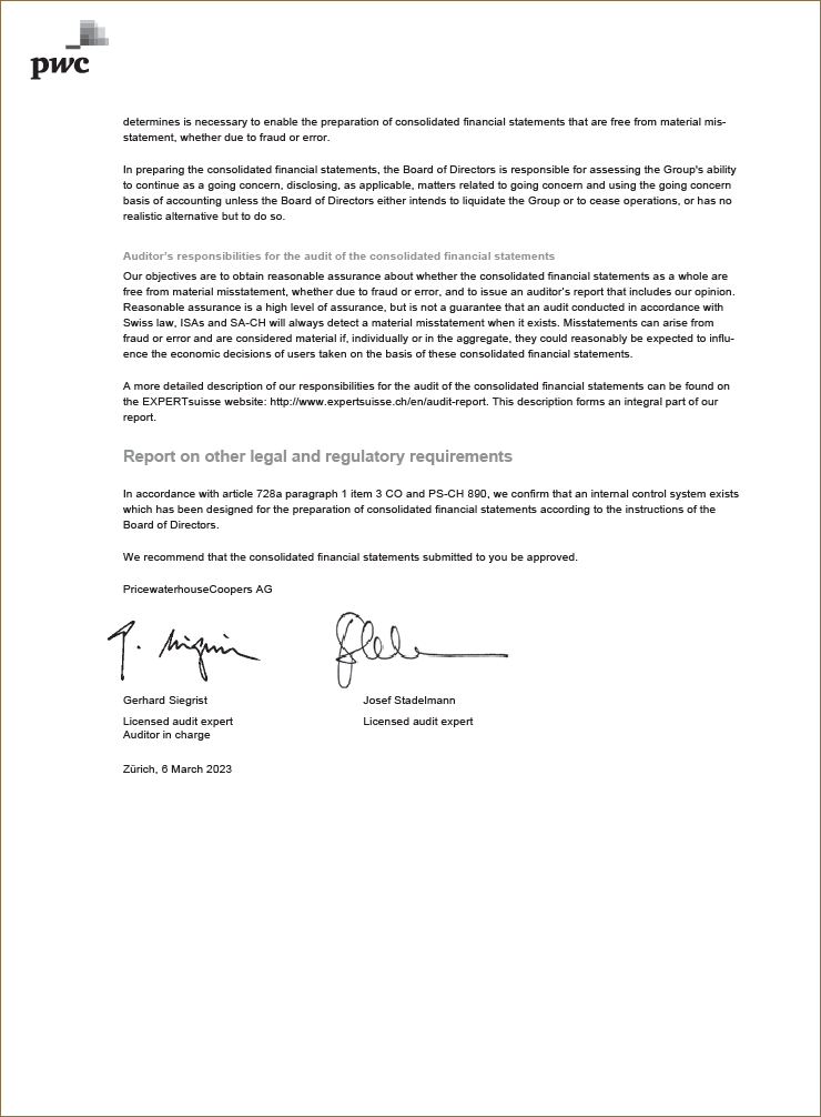 Report on the audit of the consolidated financial statements (Photo)