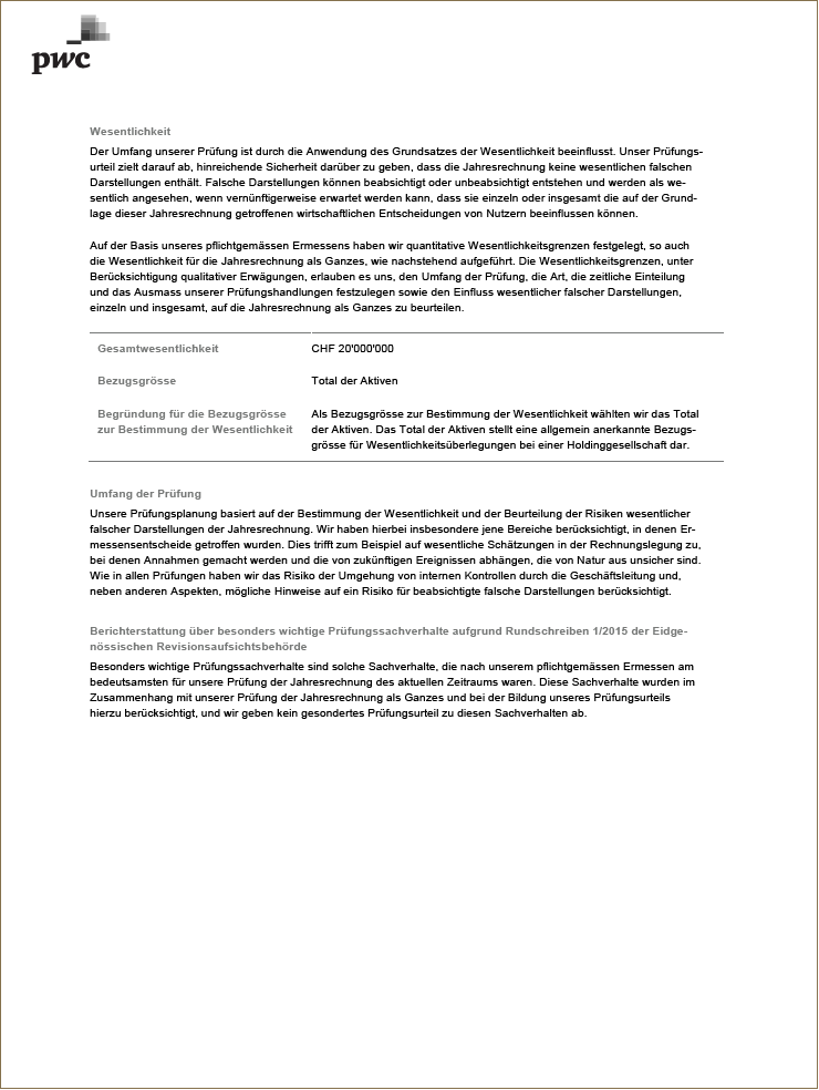 Bericht zur Prüfung der Jahresrechnung (Photo)