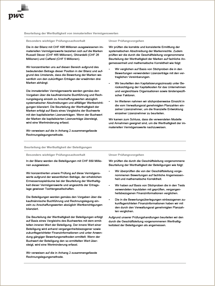 Bericht zur Prüfung der Jahresrechnung (Photo)